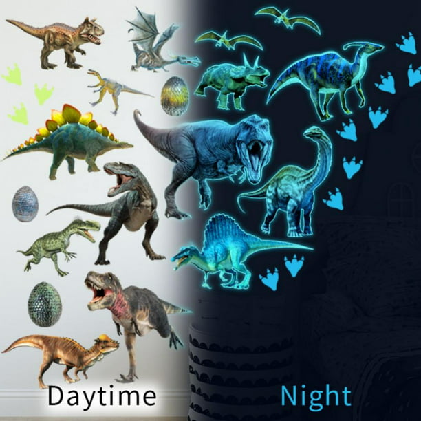 18x Dinosaur Ceiling Wall Glowing Stickers Glow In The Dark Removable Decal